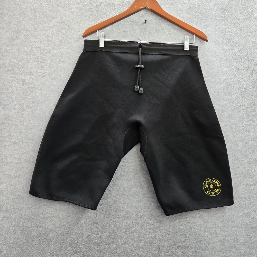 VINTAGE Gold's Gym Men Activewear Shorts M/L Black Weight Lifting Neoprene Blend